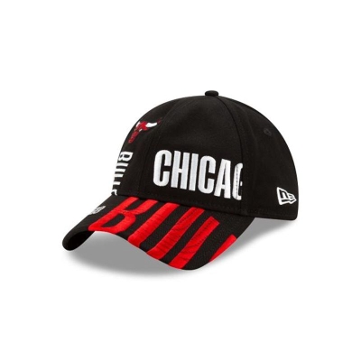 Black Chicago Bulls Hat - New Era NBA NBA Authentics Tip Off Series 9TWENTY Adjustable Caps USA3871625